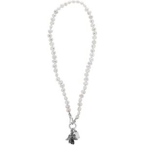Pearly Girls Necklace- Classic White Pearl Necklace with Silver Charm